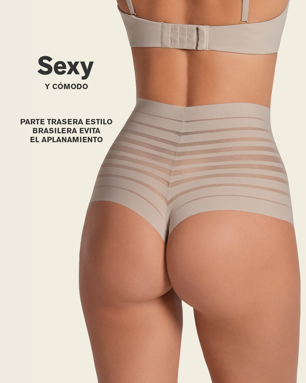 Slimming Lace Stripe High-Waisted Thong Panty