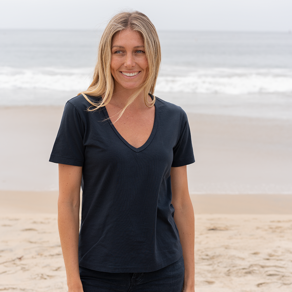 Womens Deep V-neck T-shirt