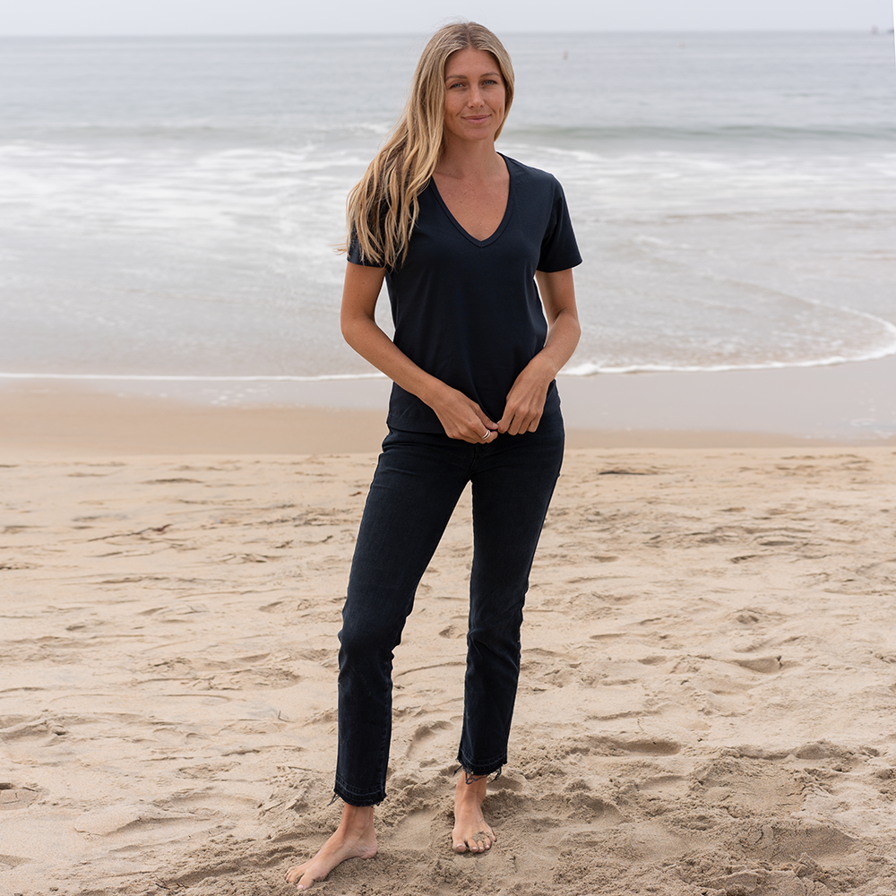 Womens Deep V-neck T-shirt