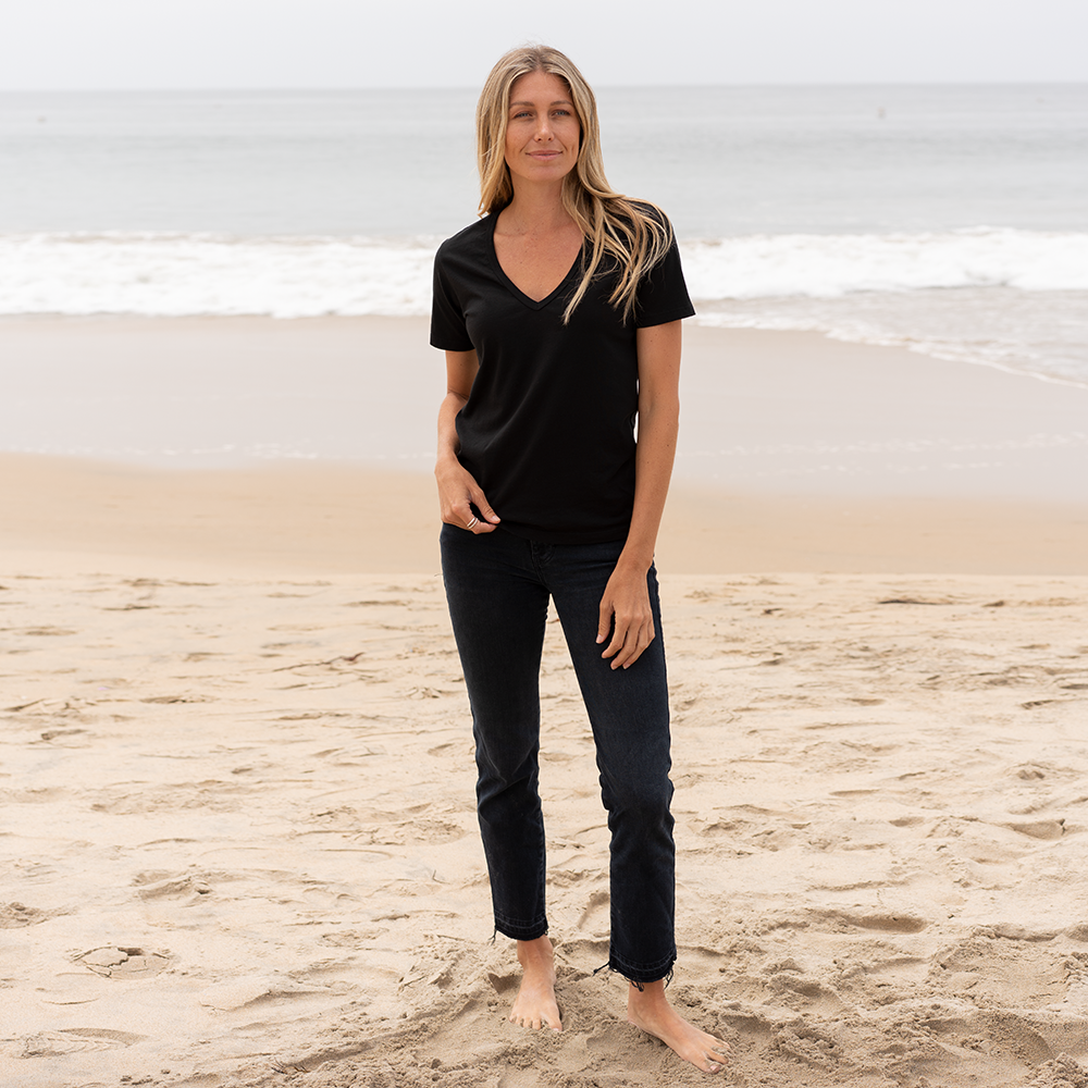 Womens Deep V-neck T-shirt