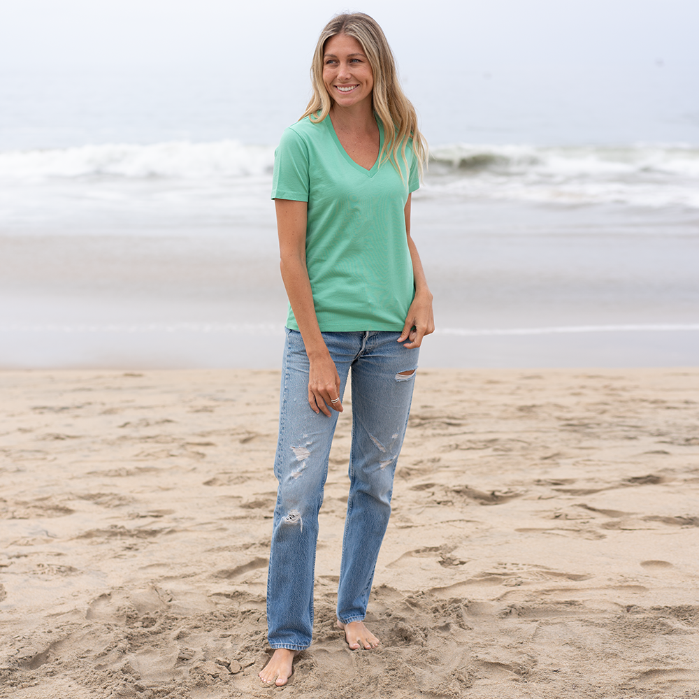 Womens Short Sleeve V-neck