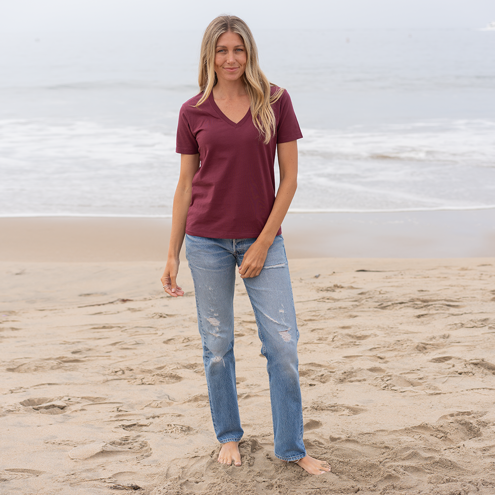Womens Short Sleeve V-neck