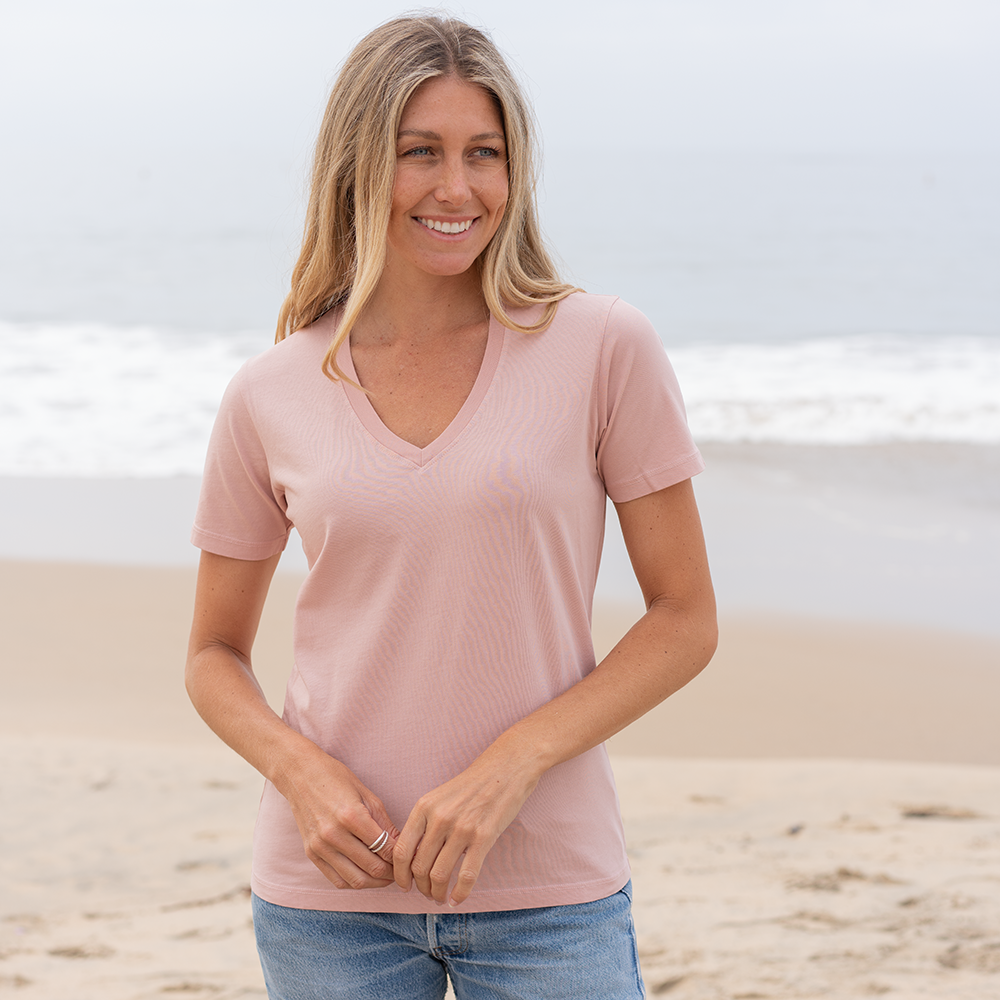 Womens Short Sleeve V-neck