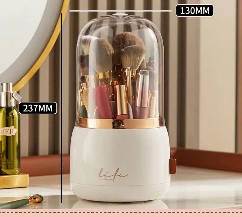 360° Rotating Makeup Brushes Holder Portable Desktop Cosmetic Organizer