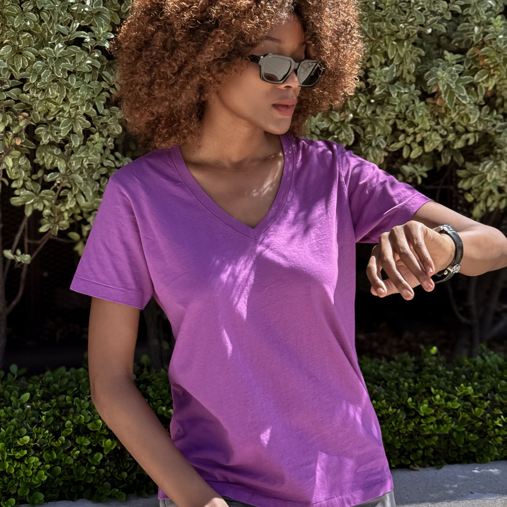 Womens Short Sleeve V-neck