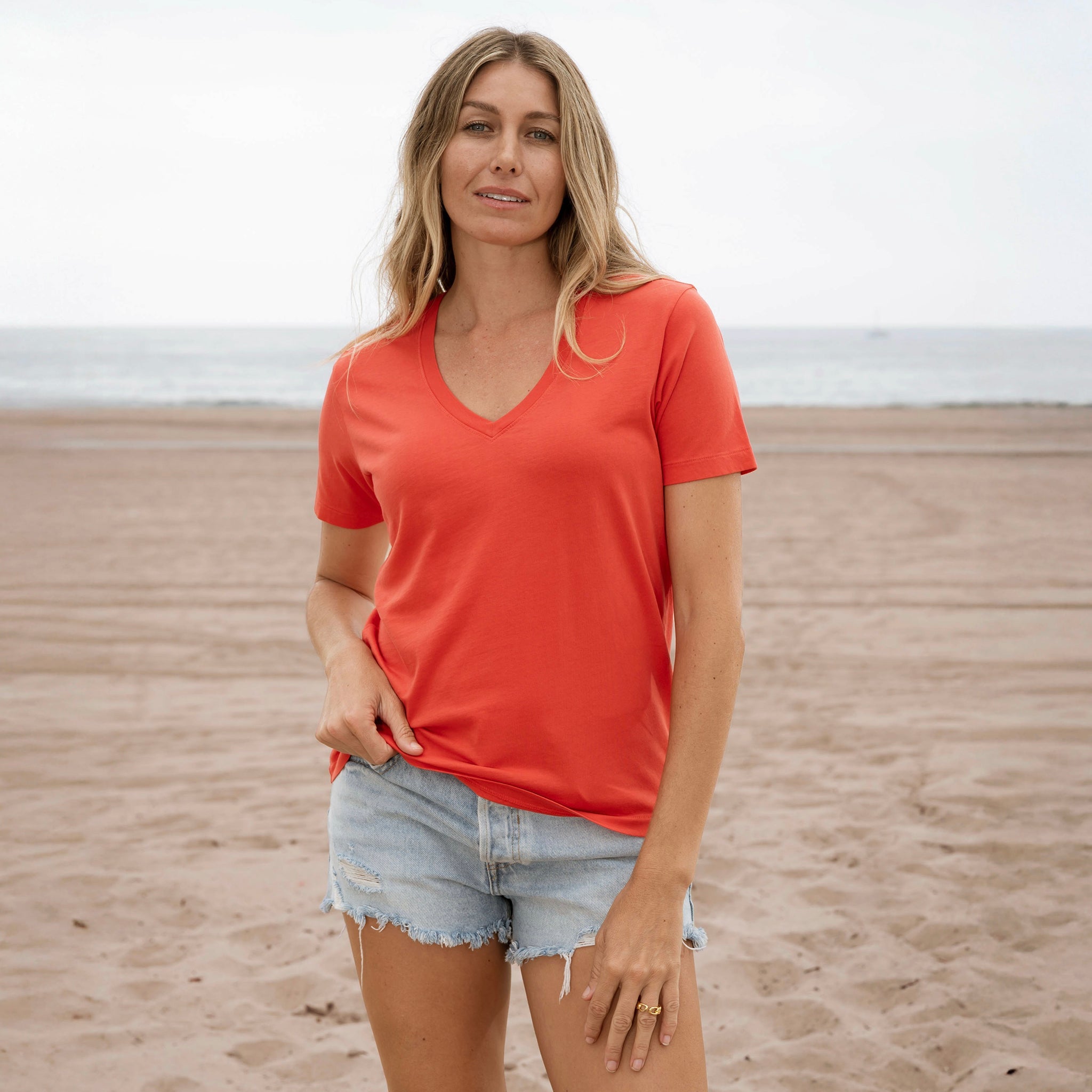 Womens Short Sleeve V-neck