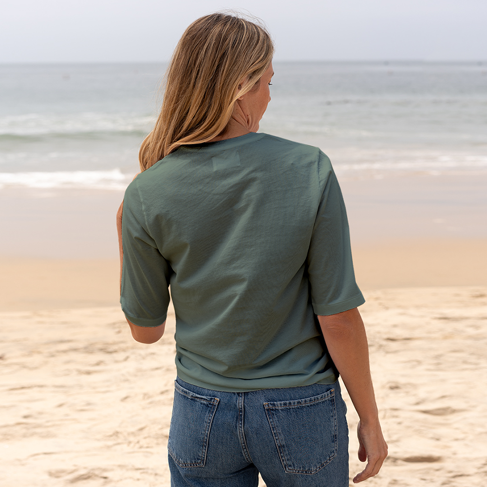 Womens Elbow Sleeve Crew Neck
