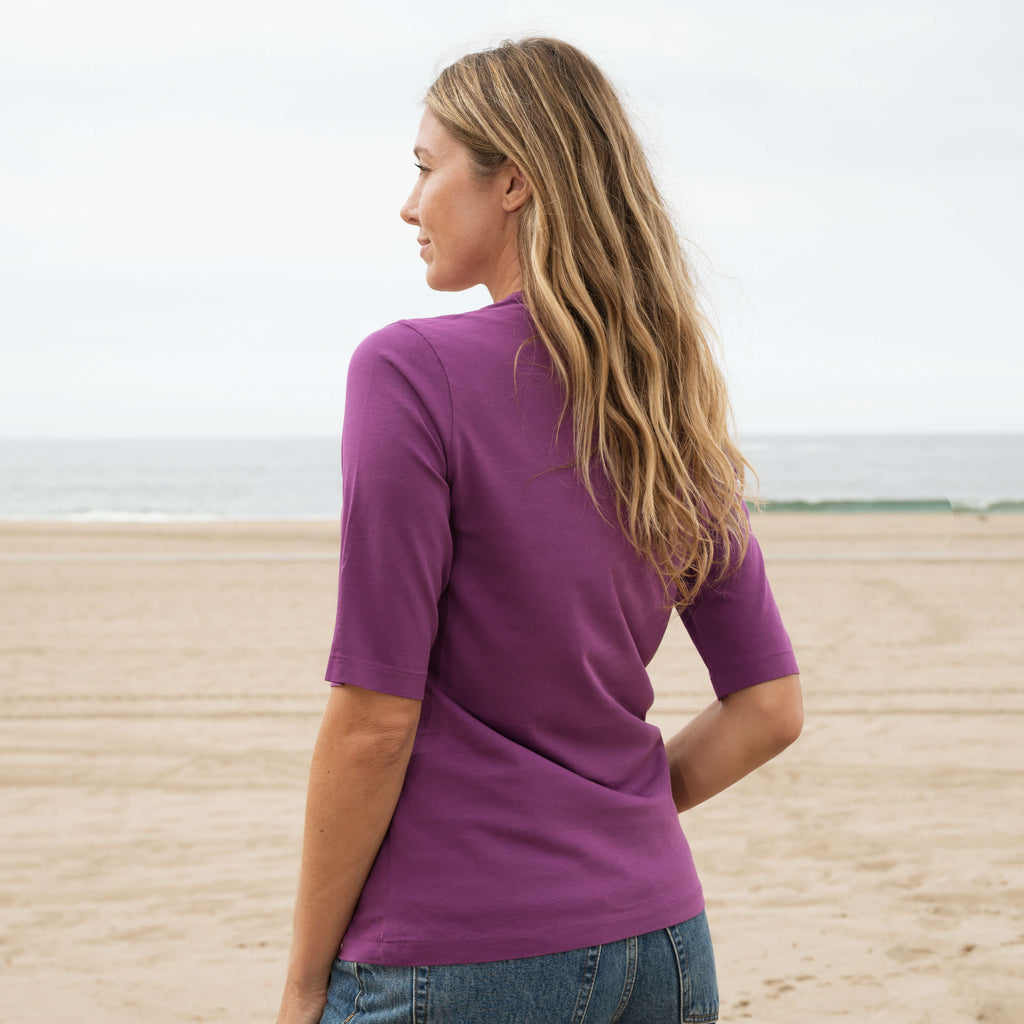 Womens Elbow Sleeve Crew Neck