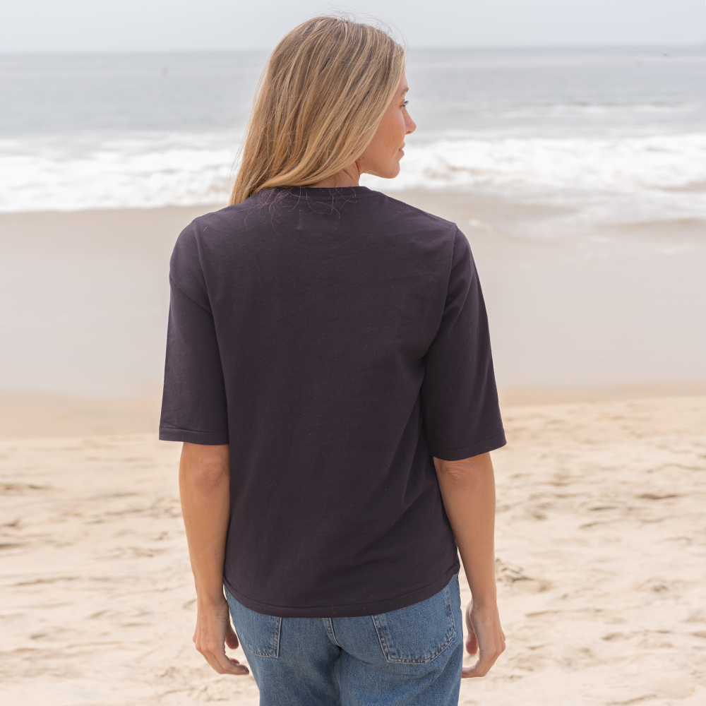 Womens Elbow Sleeve Crew Neck