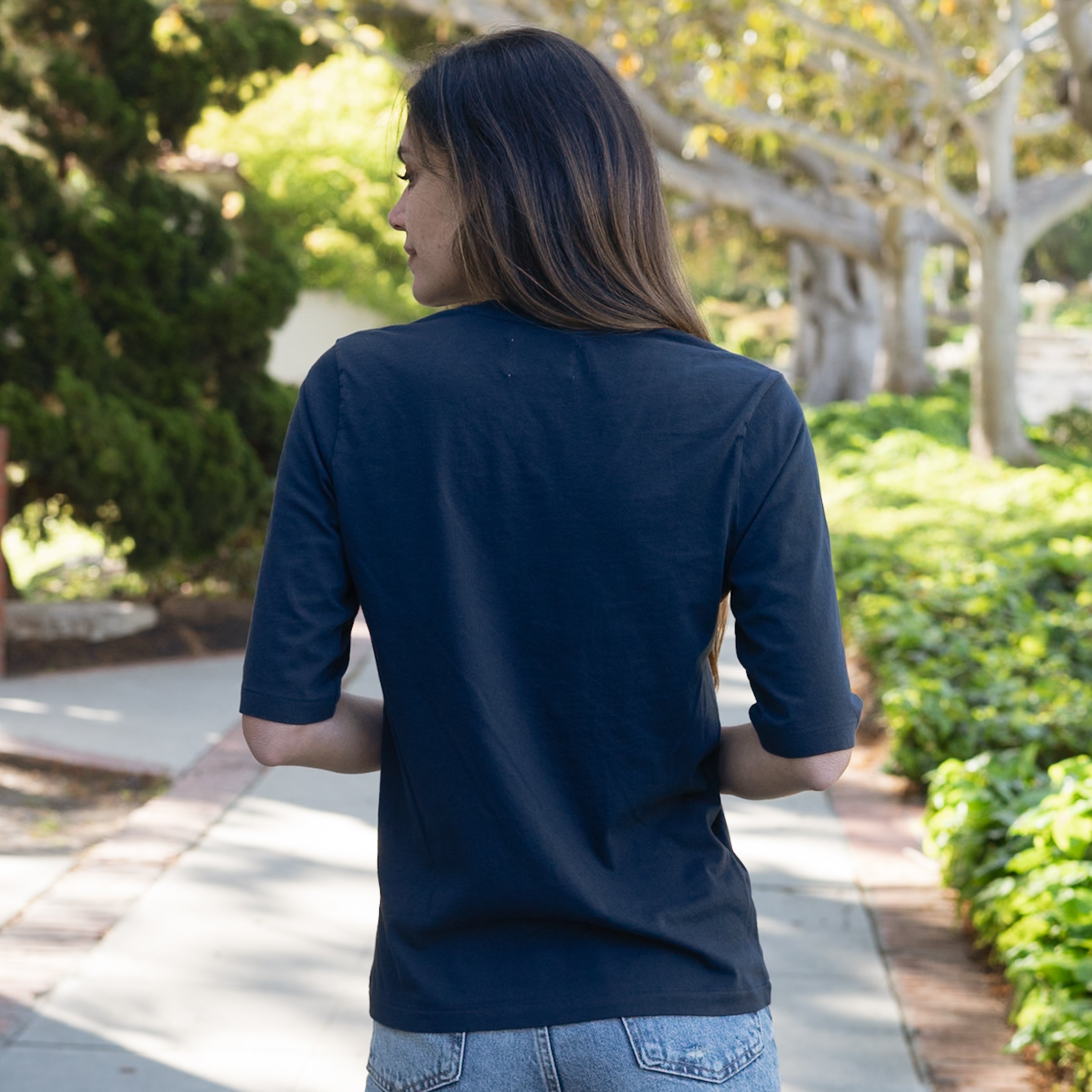 Womens Heavyweight Elbow Sleeve Crew Neck