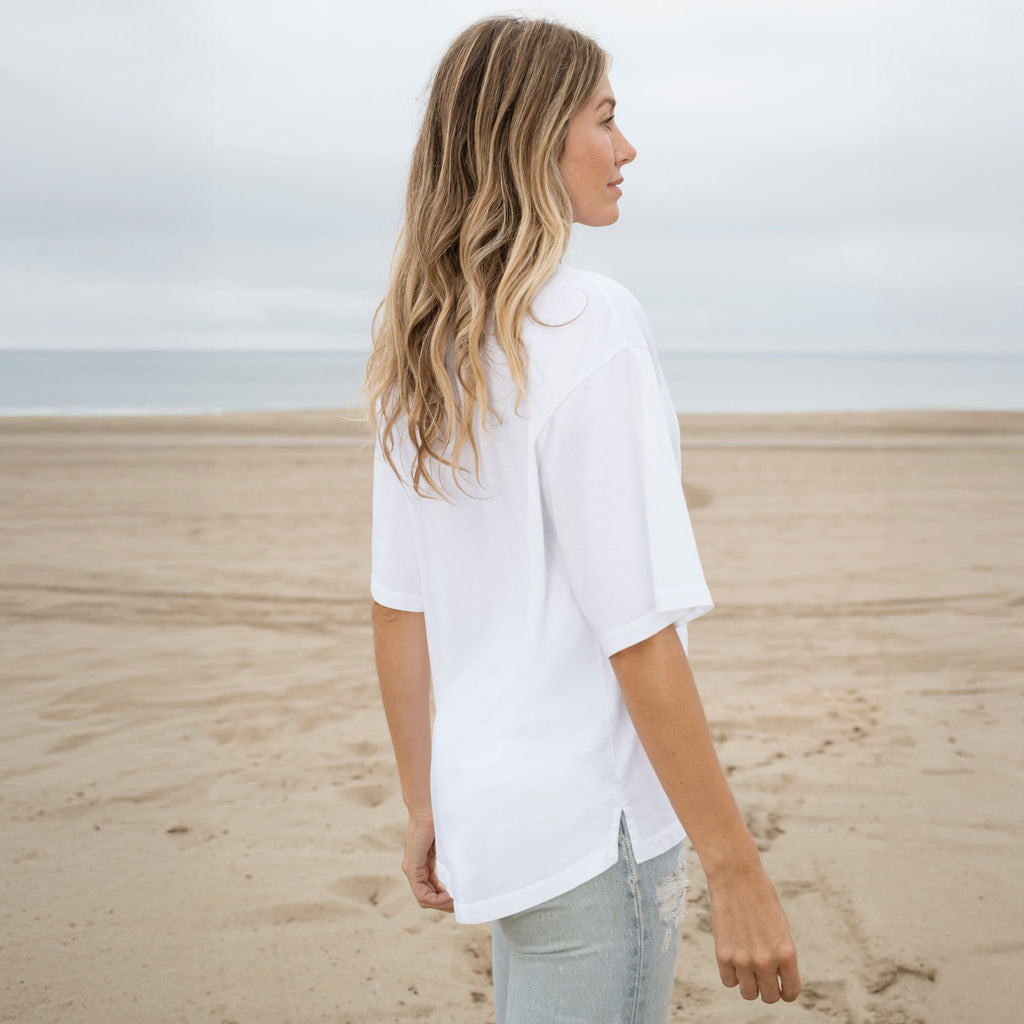 Womens Relaxed Fit Curved Hem Heavyweight Tee