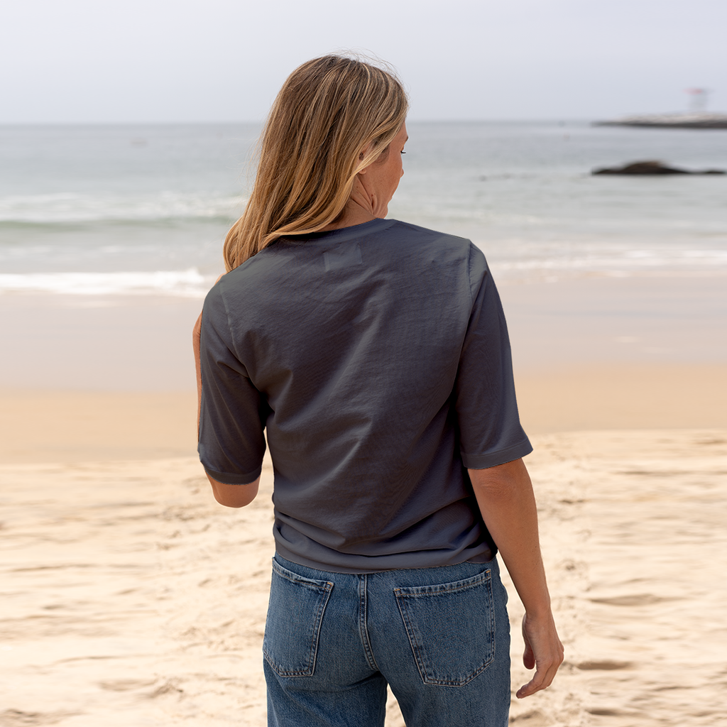 Womens Elbow Sleeve V-Neck