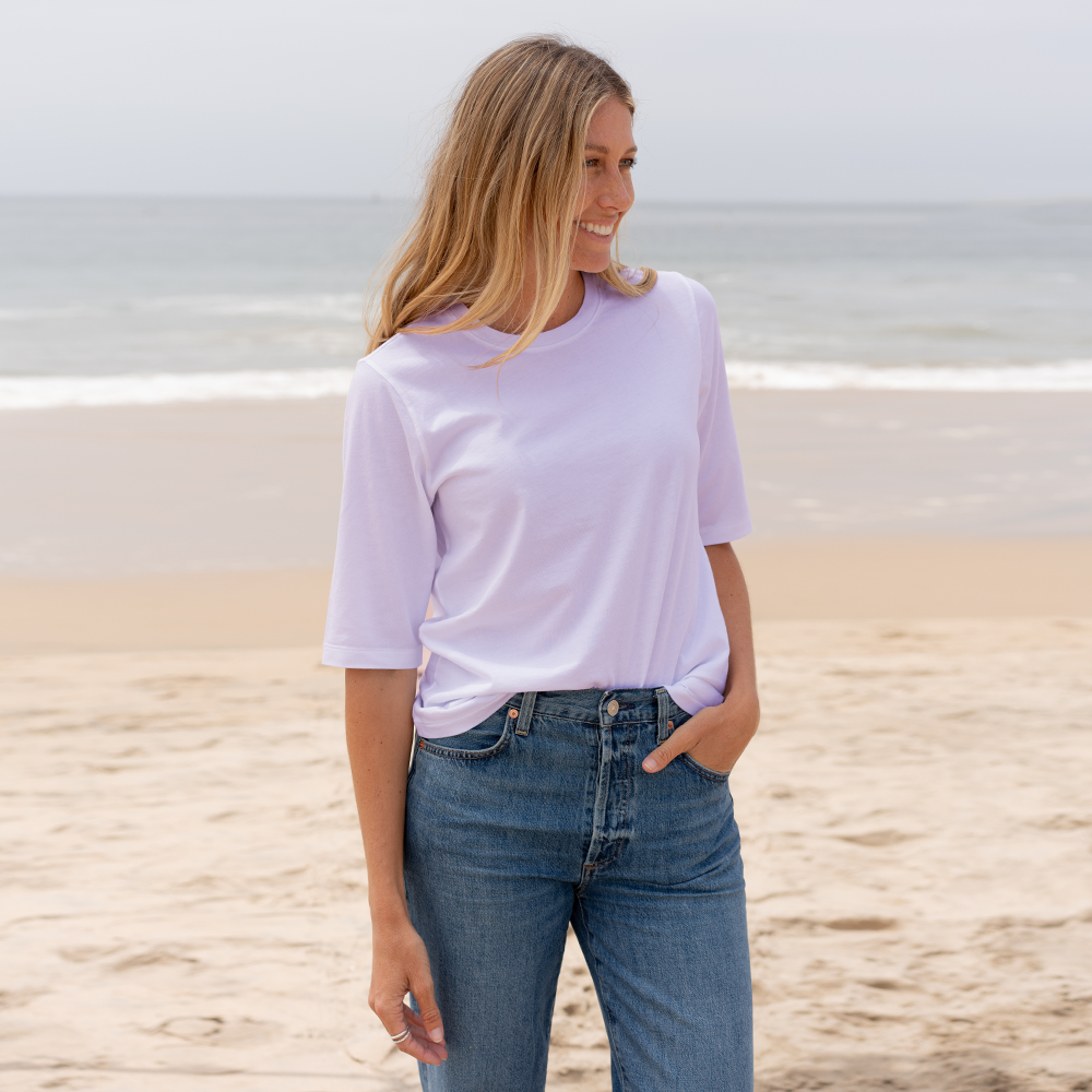 Womens Elbow Sleeve Crew Neck