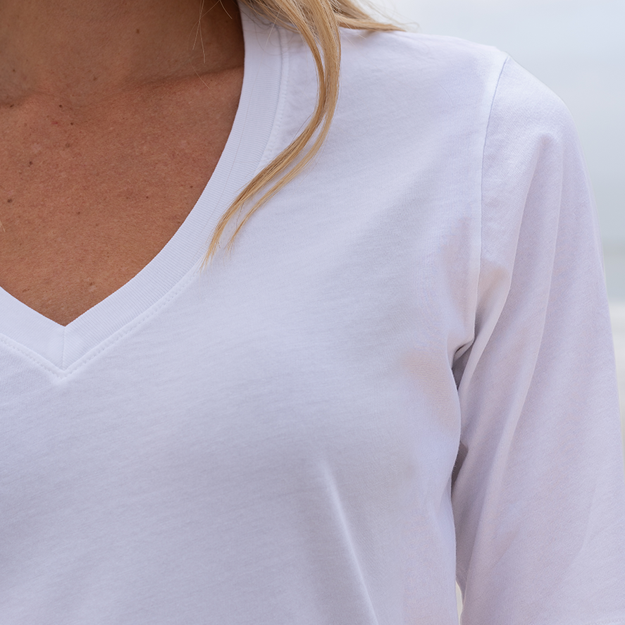 Womens Elbow Sleeve V-Neck