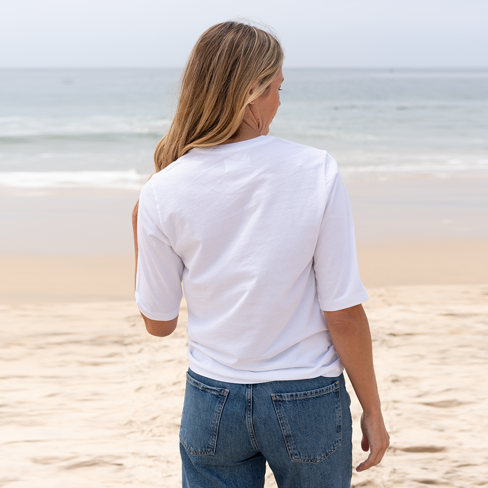Womens Elbow Sleeve V-Neck